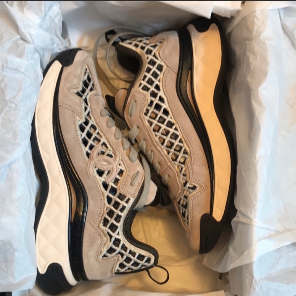 Chanel tennis shoe suede made in Italy size 35.5 run half size bigger. Brand NEW